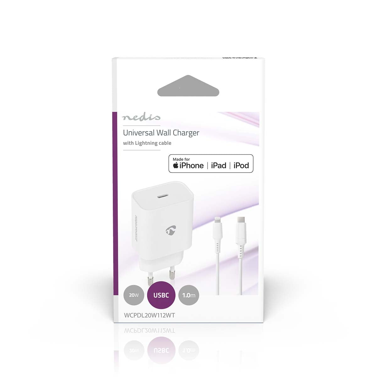 Wall Charger | 20 W| Fast charging function | 1.67 A / 2.22 A / 3.0 A | Number of outputs: 1 | USB-C™ | Lightning 8-Pin (Loose) Cable | 1.00 m | Automatic selection of Voltage