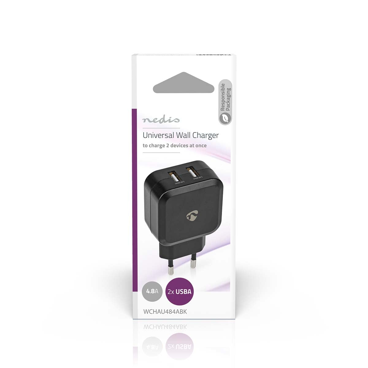 Wall Charger | 24 W| Fast charging function | 2x 2.4 A A | Number of outputs: 2 | 2x USB-A | Without cable | Single Voltage Output