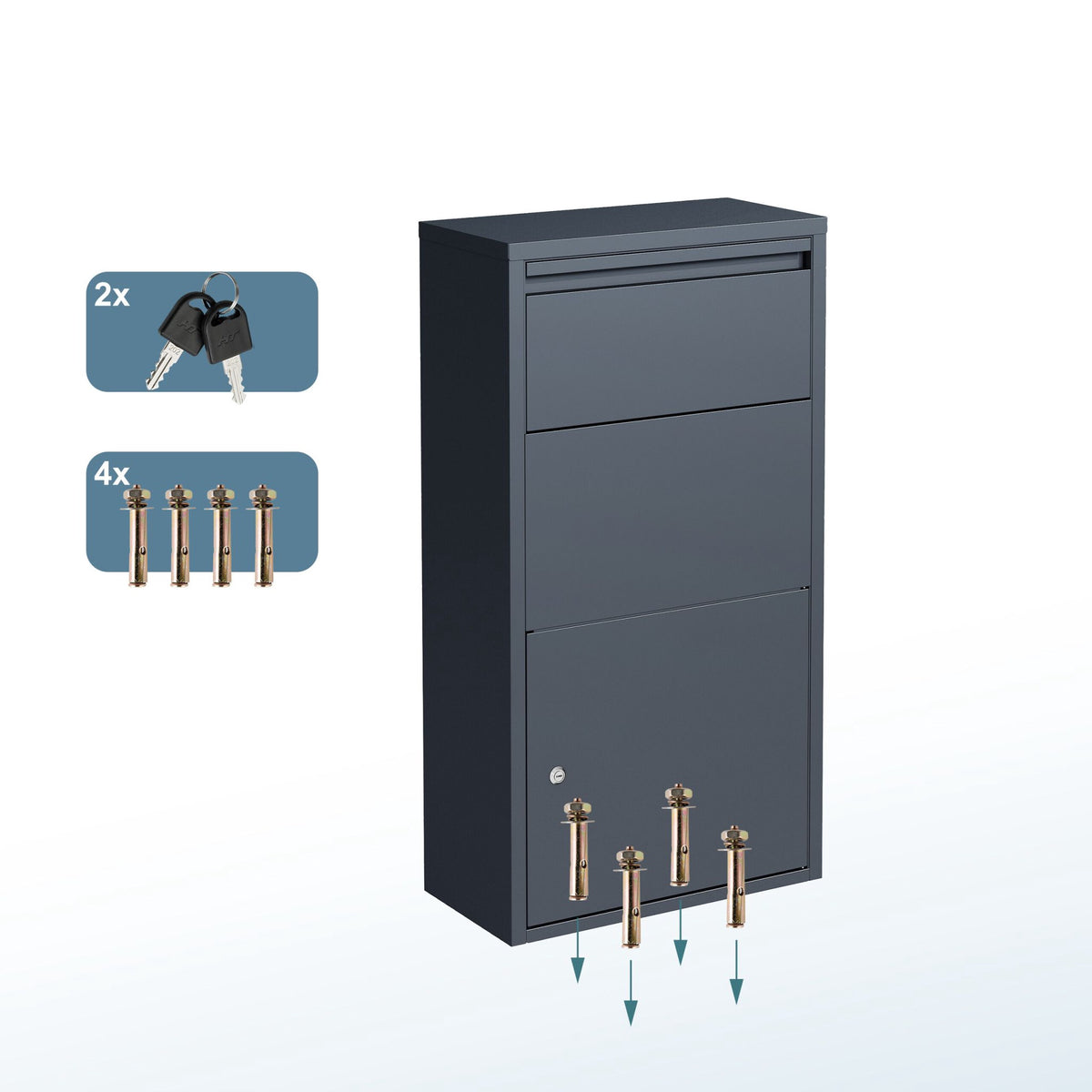 Wall & Floor Mount Letterbox, Lockable Steel Design