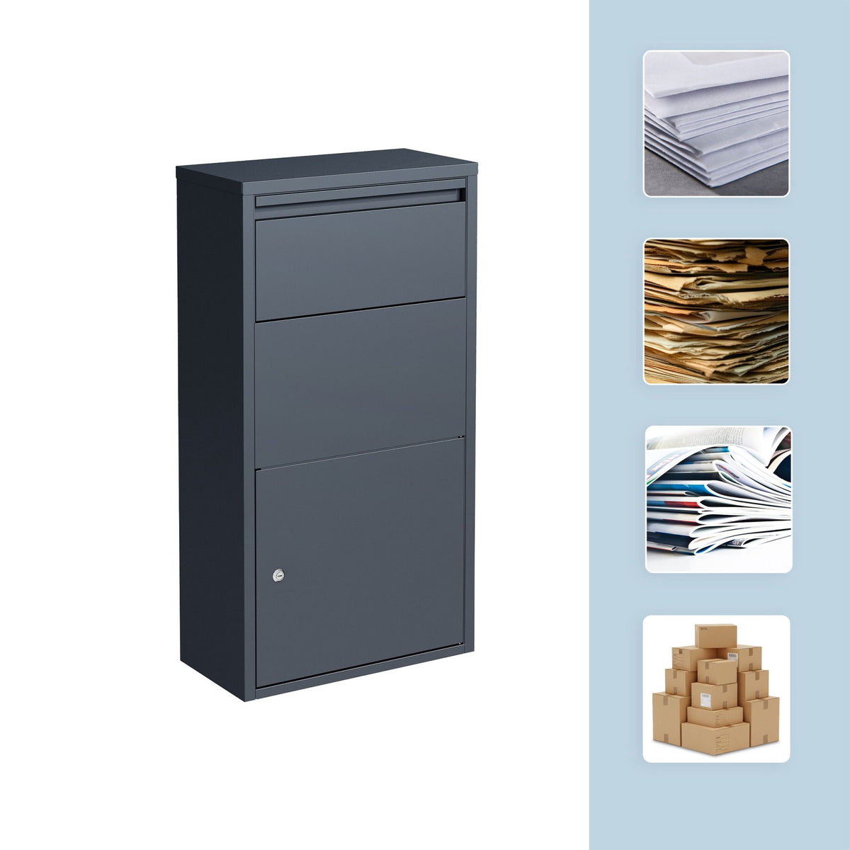 Wall & Floor Mount Letterbox, Lockable Steel Design