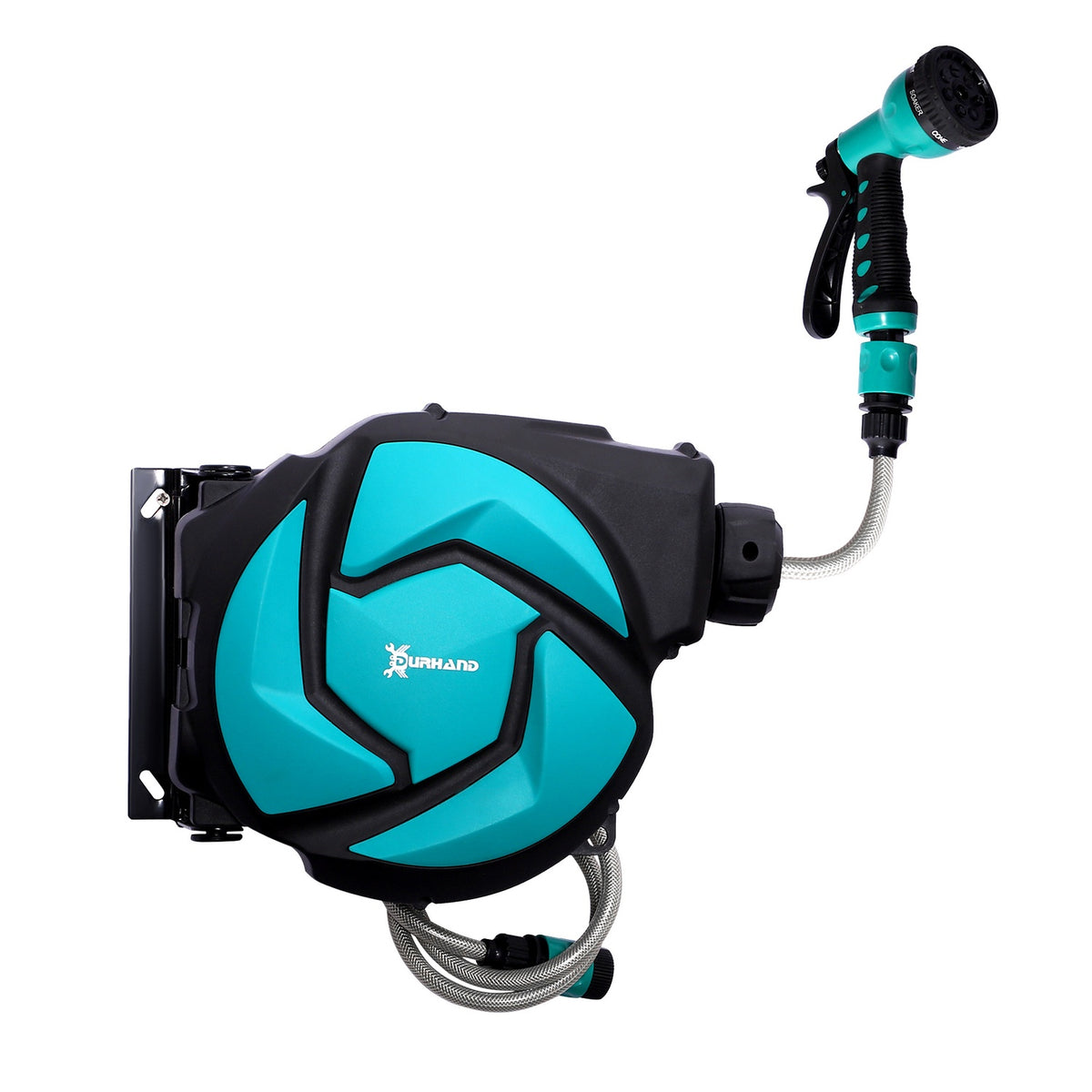Wall Hose Box, Hose Reel, Swivels 180° With Multi-Shower, Frost Protection -5–45 °C, Plastic, Green + Black, 10 M