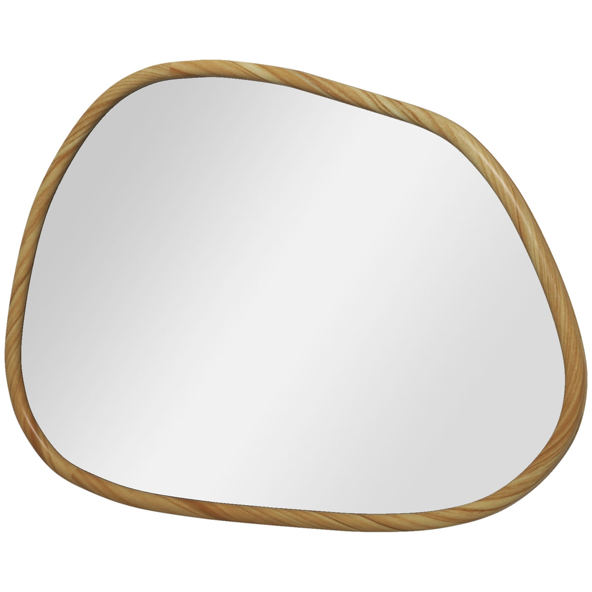 Wall Mirror Asymmetrical 80X60Cm Bathroom Mirror Wooden Frame Antioxidized Decorative Bathroom Living Room Hallway Bedroom Natural