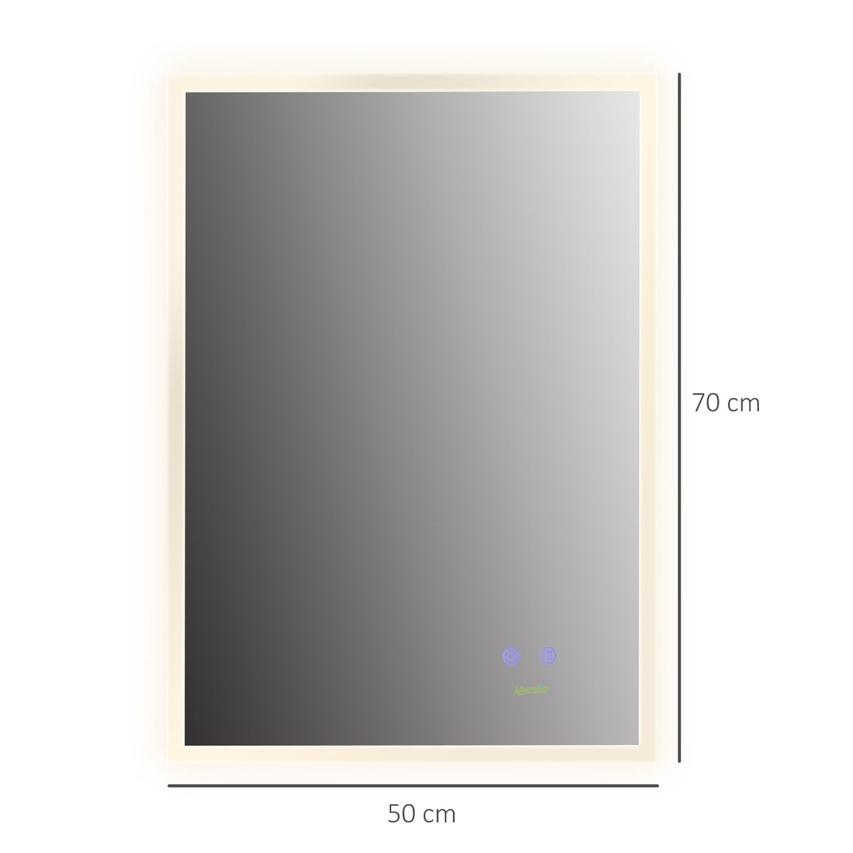 Wall Mirror Bathroom Mirror With Led Lighting And Anti-Fog Function, Ip44 Waterproof, Aluminum Alloy
