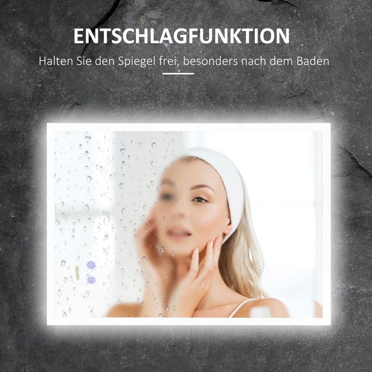 Wall Mirror Bathroom Mirror With Led Lighting And Anti-Fog Function, Ip44 Waterproof, Aluminum Alloy
