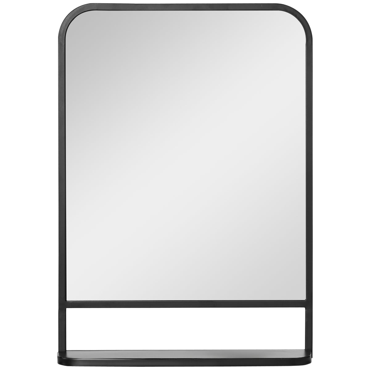 Wall Mirror With Shelf 70X50Cm, Modern, Elegant, For Living Room, Rectangular, Black