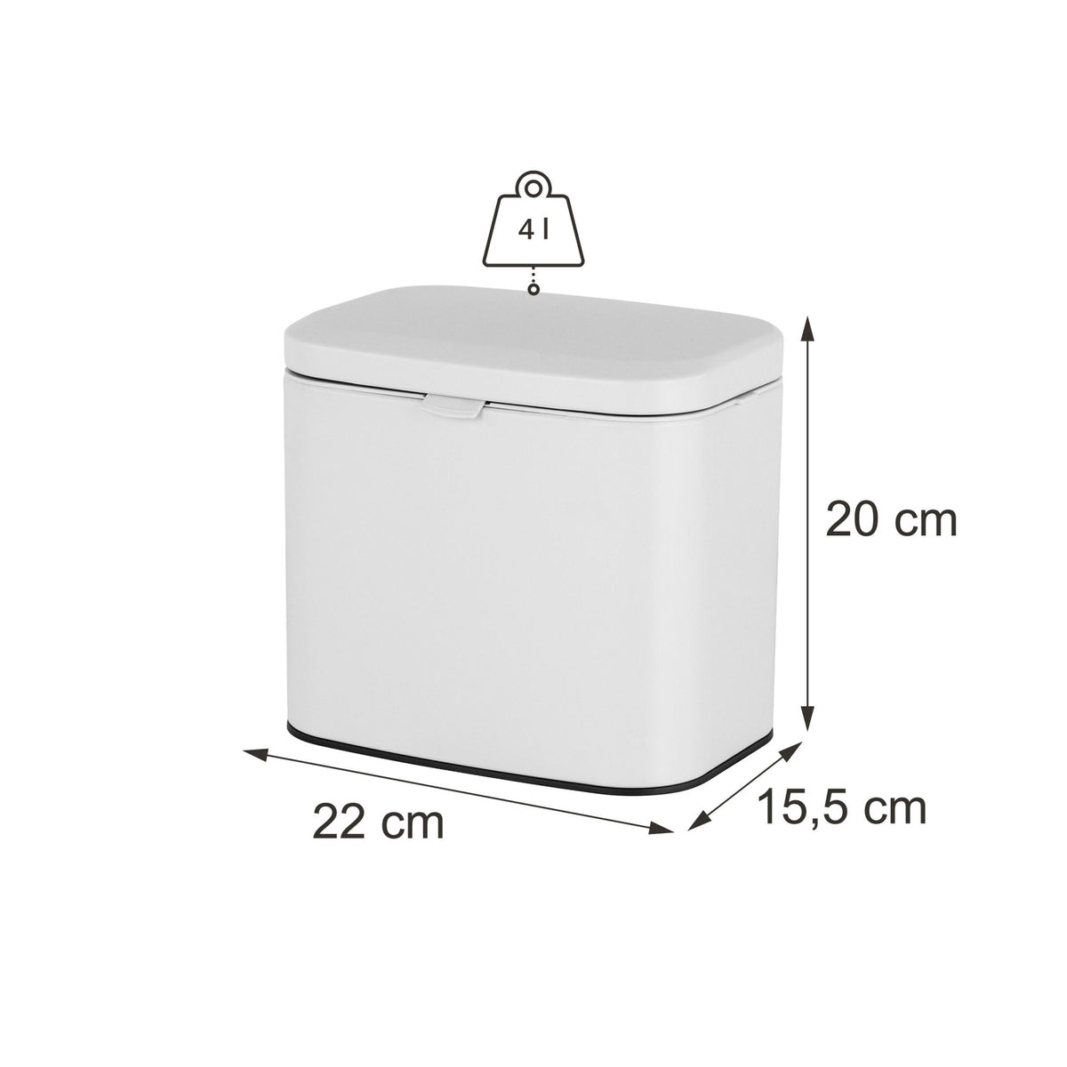 Wall-Mount Bin, White, 4L – Kitchen & Bathroom Use
