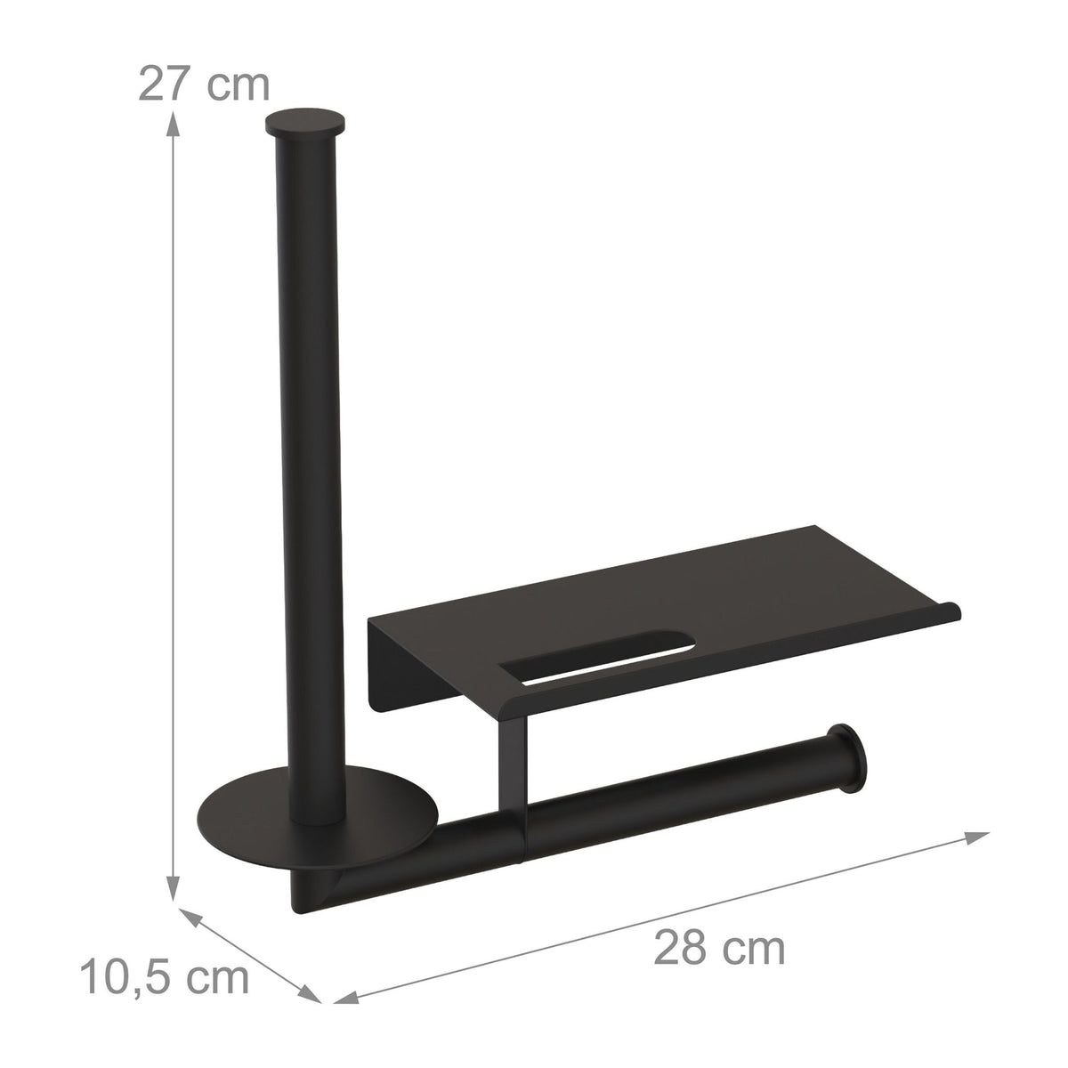 Wall-Mount Metal Toilet Roll Holder with Shelf