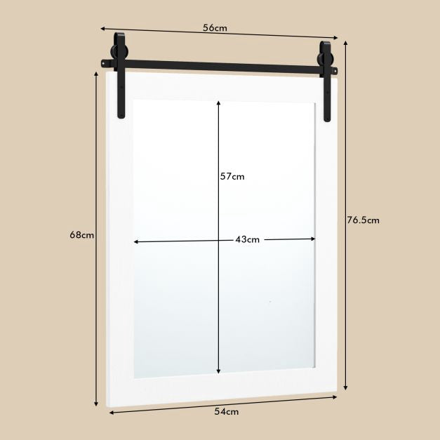 Wall Mount Mirror 30 x 22 Inch, White Wood Frame