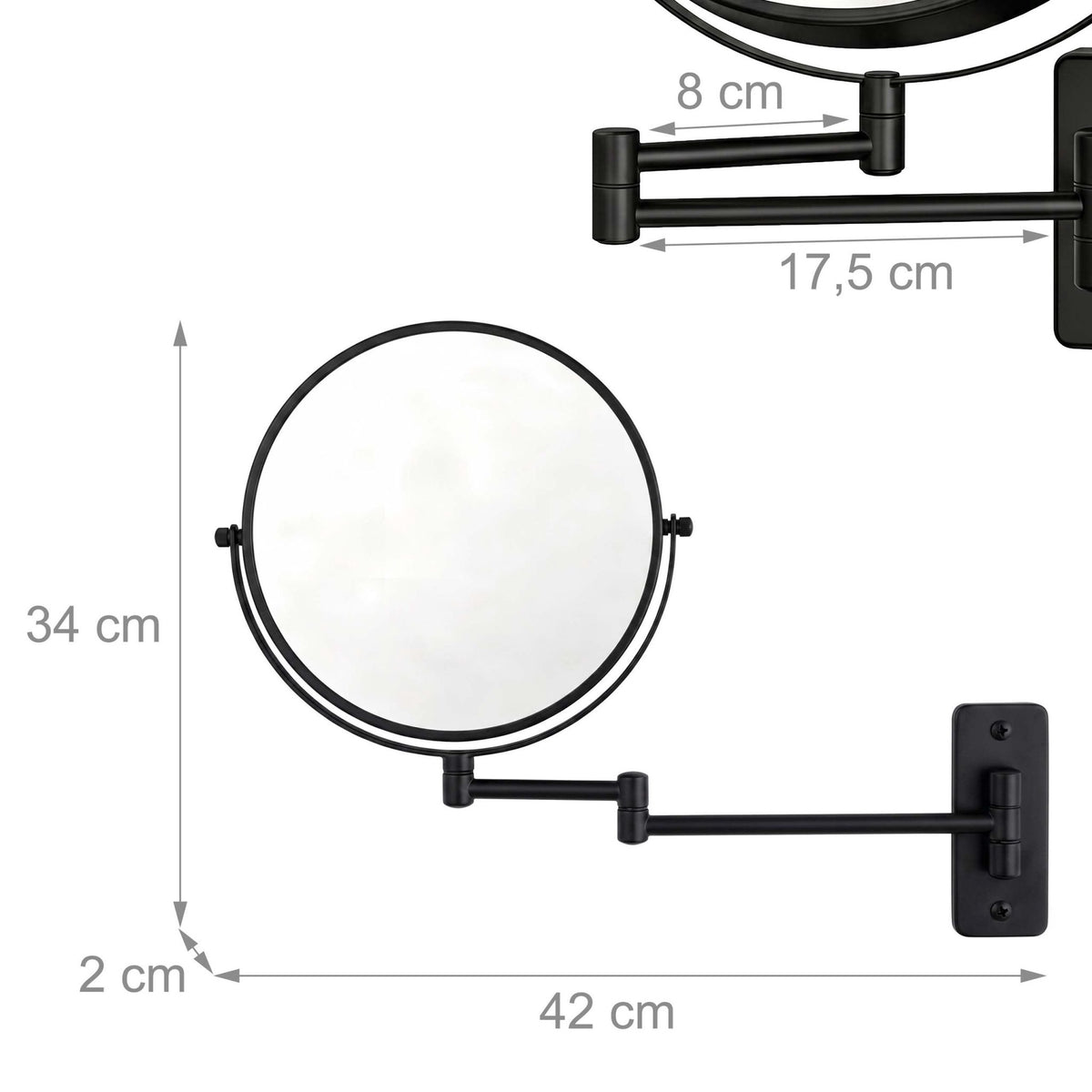 Wall-Mounted 10x Magnifying Mirror, Double-Sided Swivel
