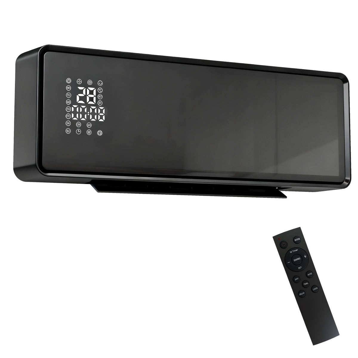 Wall-Mounted 2000W Ceramic Heater with Remote & Timer