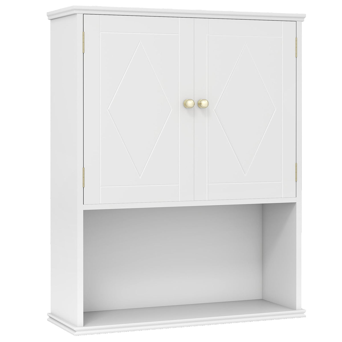 Wall-Mounted Bathroom Cabinet, 2-Door, Adjustable Shelf, White