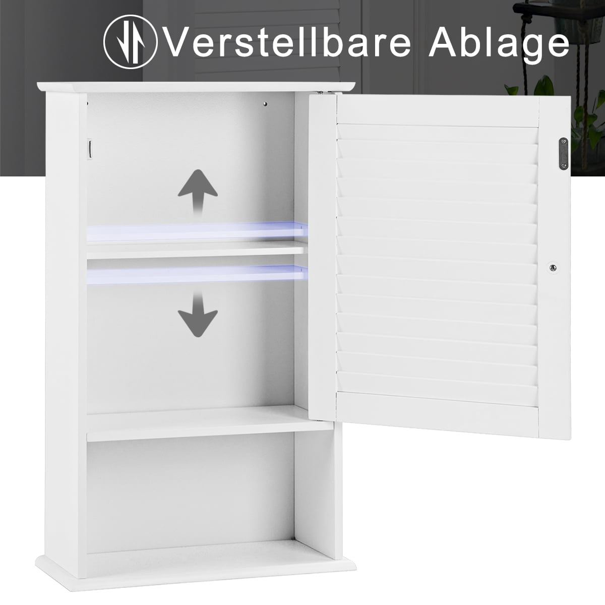 Wall-Mounted Bathroom Cabinet, Adjustable Shelves, White