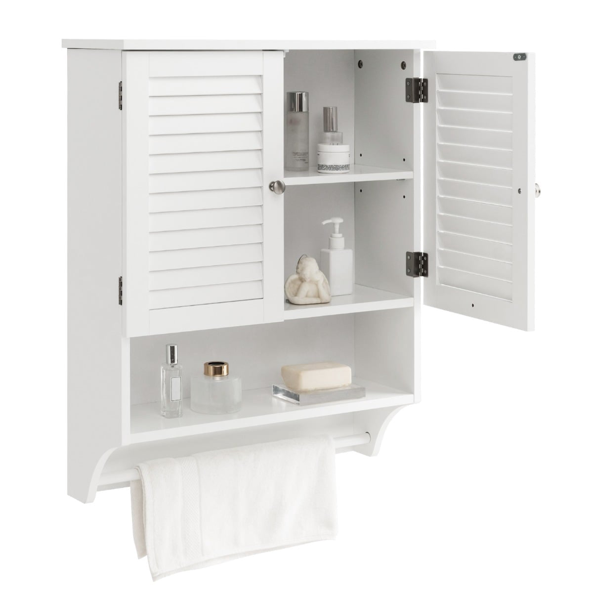 Wall-Mounted Bathroom Cabinet, White, 58x22x75 cm