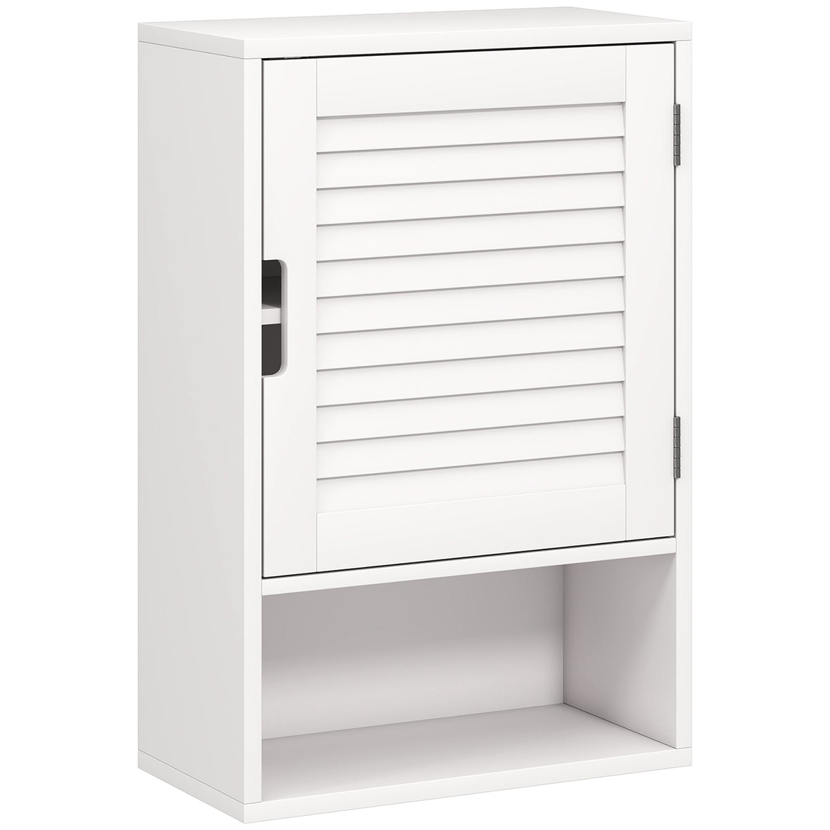 Wall-Mounted Bathroom Cabinet, White MDF, Adjustable Shelves