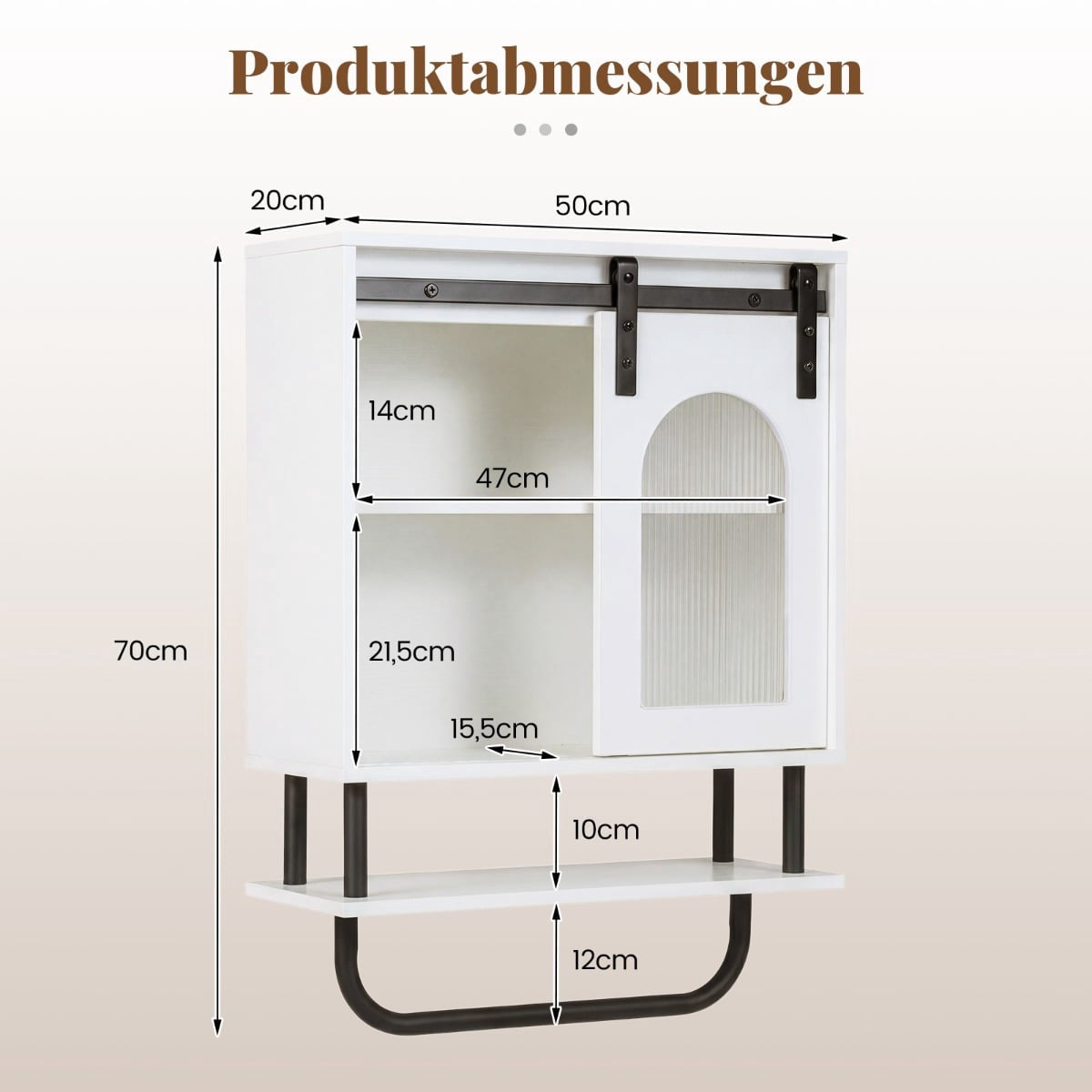 Wall-Mounted Bathroom Cabinet with Towel Rack, White