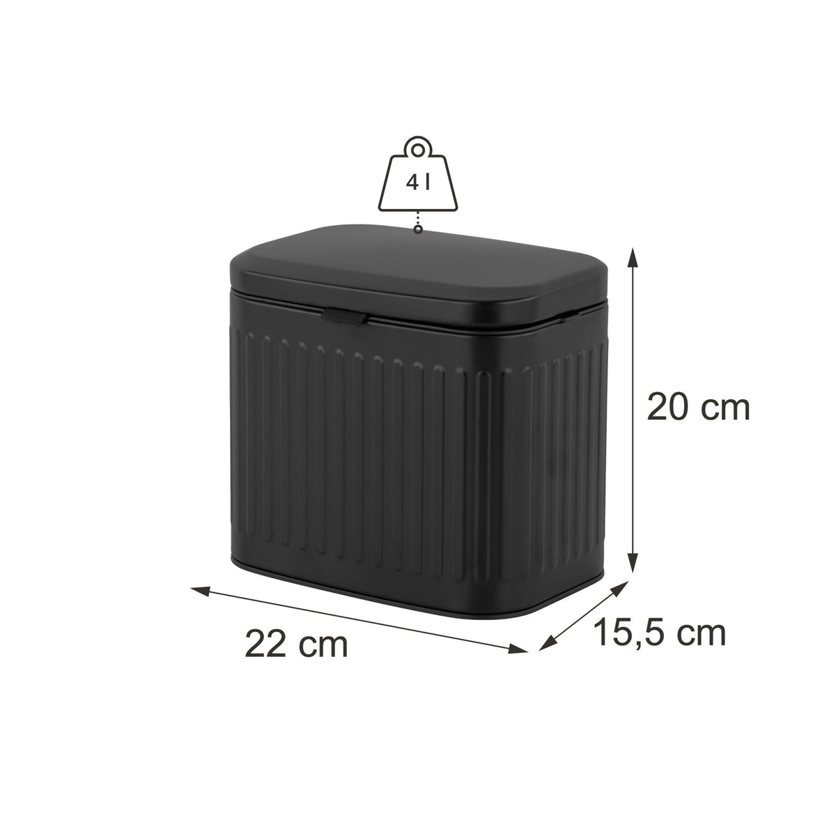 Wall-Mounted Black Waste Bin, 4L – Kitchen & Bathroom