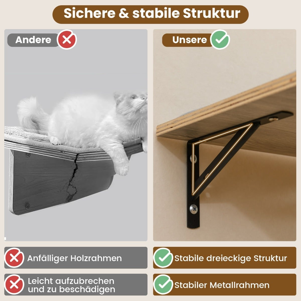 Wall-Mounted Cat Climbing Set with Scratching Post & Hammock