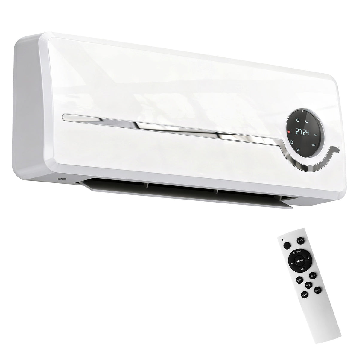 Wall-Mounted Ceramic Heater, 2000W, Remote, LED Display