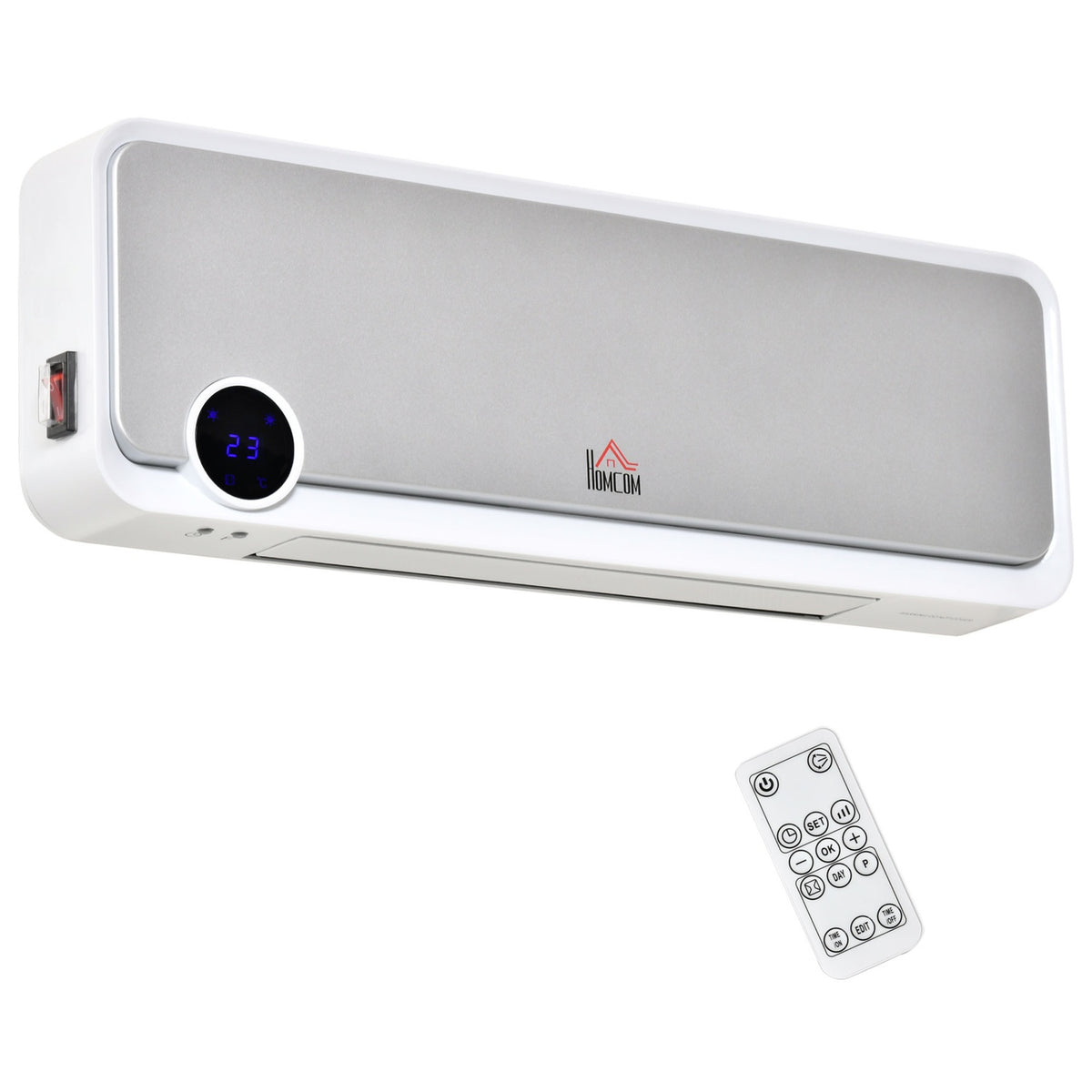 Wall-Mounted Ceramic Heater, Remote, Timer, IPX2