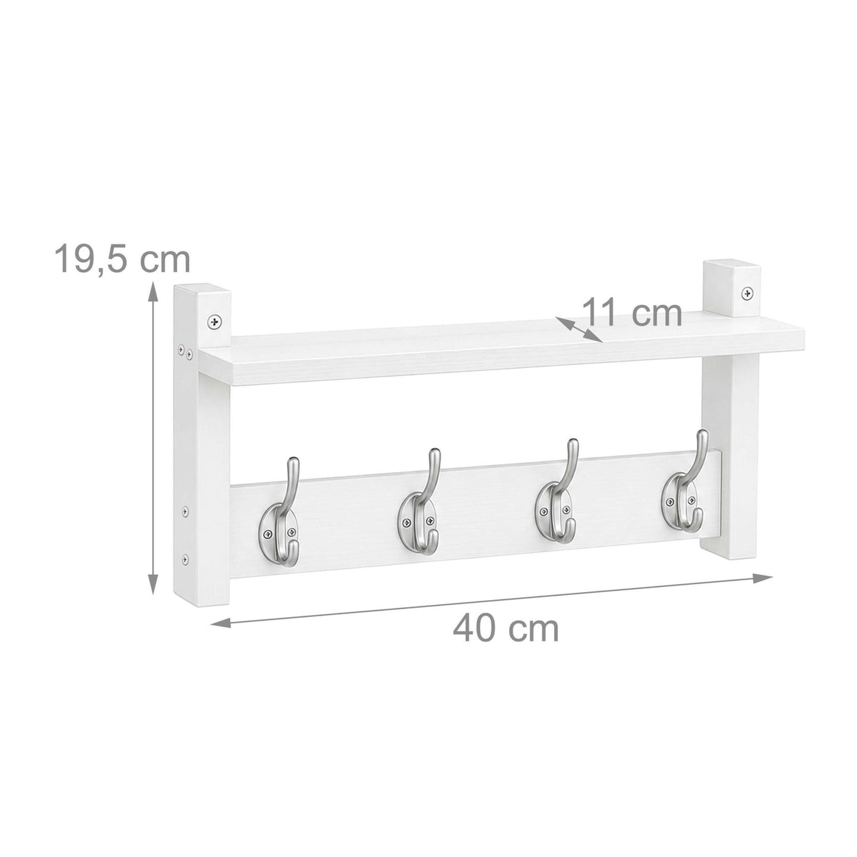 Wall-Mounted Coat Rack Set, White – MDF & Iron