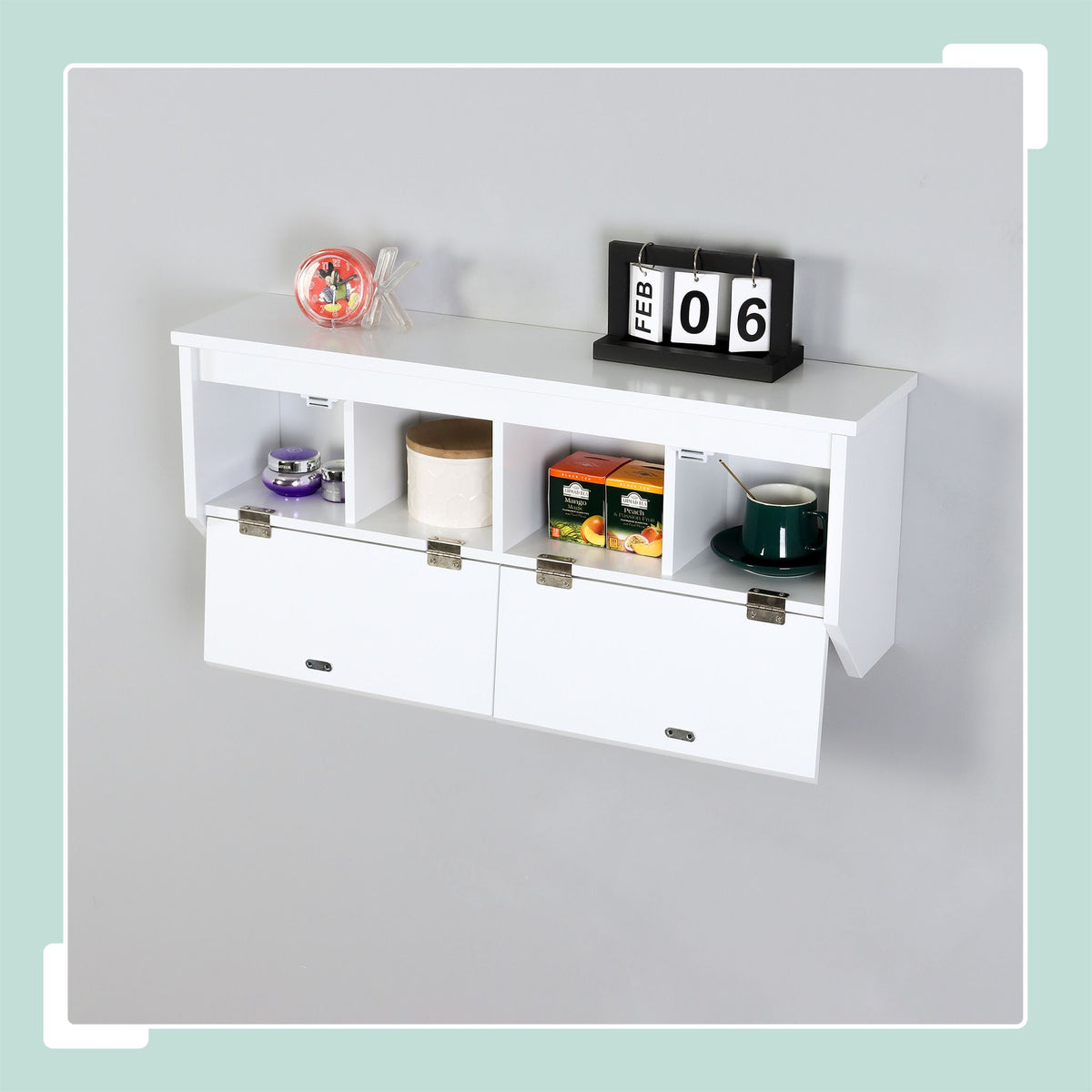 Wall-Mounted Coat Rack with 5 Hooks and Storage Shelf