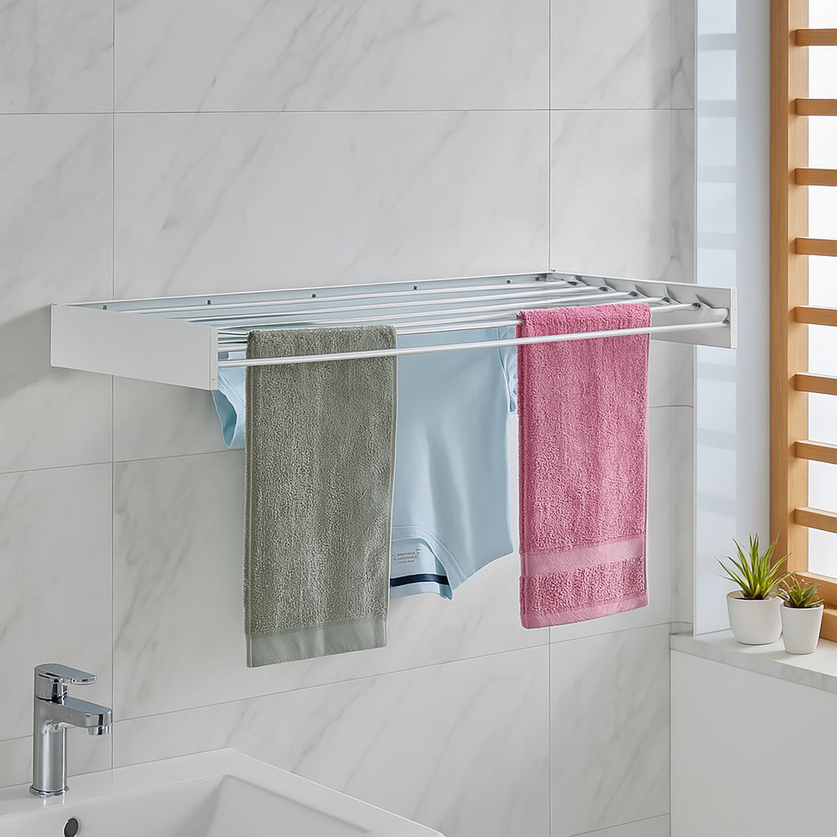 Wall-Mounted Foldable Clothes Airer, Space-Saving