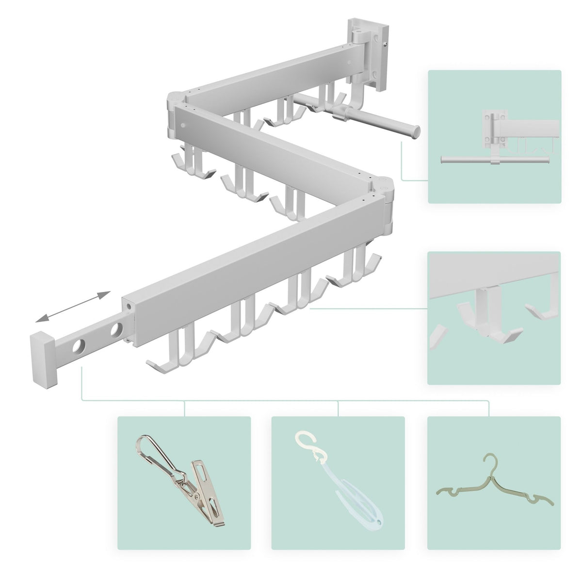 Wall-Mounted Folding Clothes Airer – Aluminum, Space-Saving