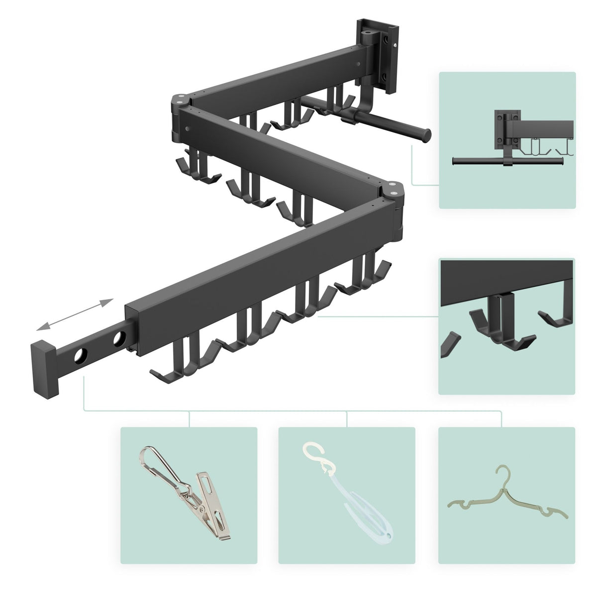 Wall-Mounted Folding Clothes Airer – Rustproof Aluminum