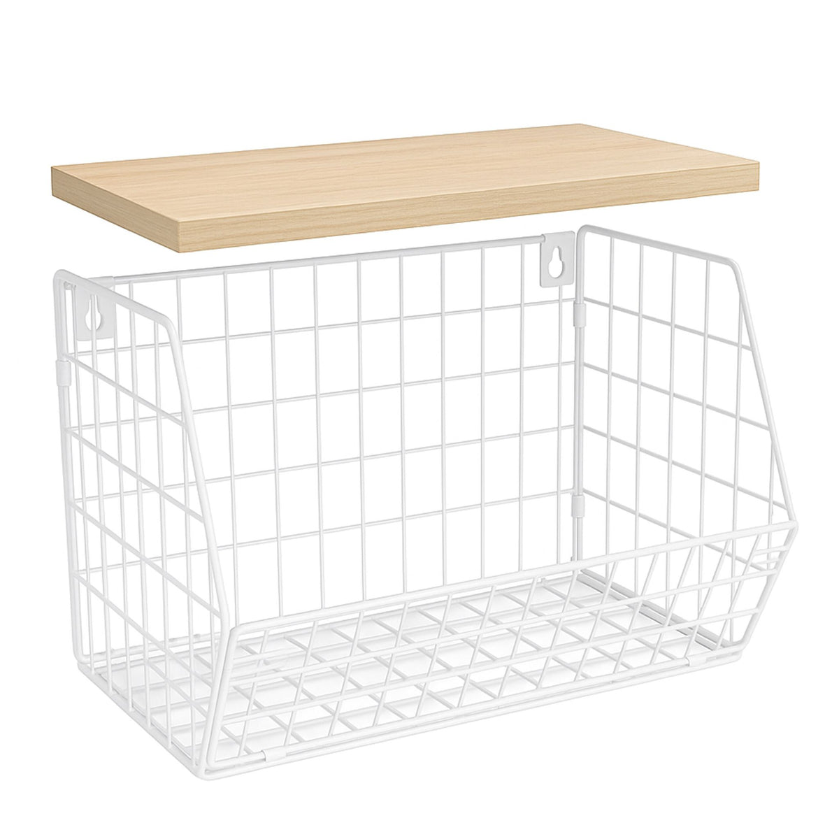Wall-Mounted Fruit Rack with Wood-Effect Shelf