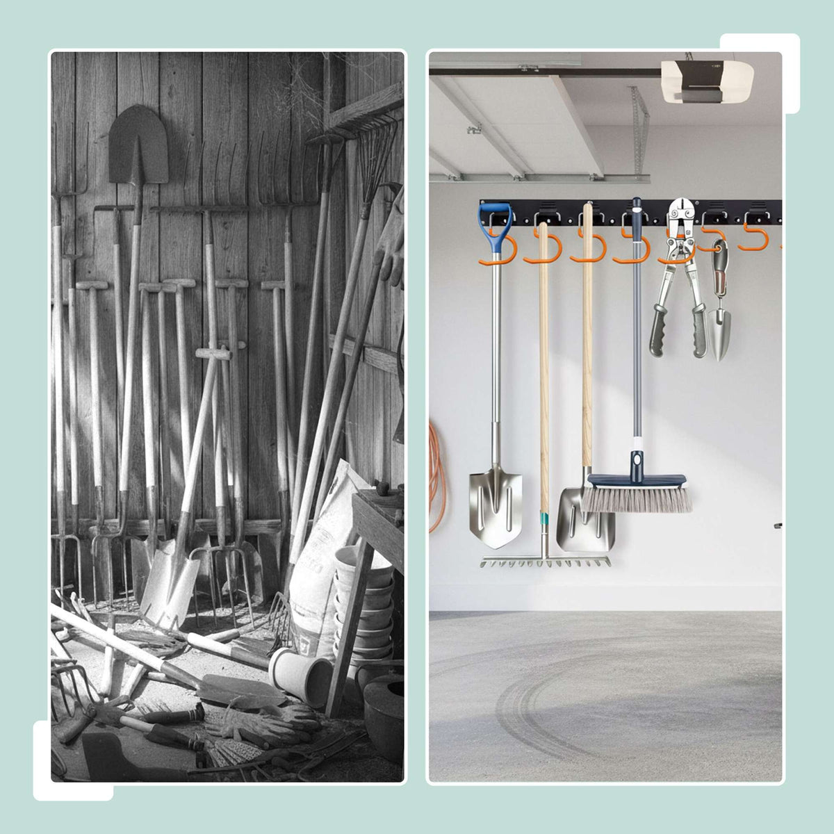 Wall-Mounted Garden Tool Holder for Garage and Workshop
