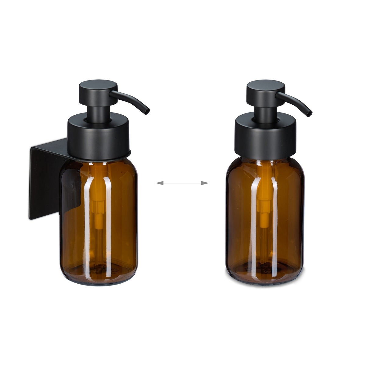 Wall-Mounted Glass Soap Dispenser, Amber, No-Drill
