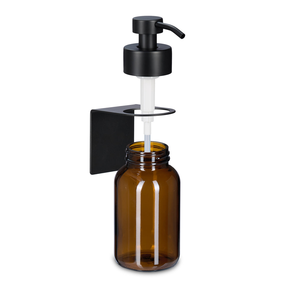 Wall-Mounted Glass Soap Dispenser, Amber, No-Drill