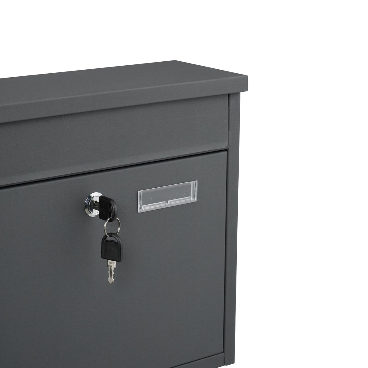 Wall-Mounted Iron Letterbox with Keys and Nameplate