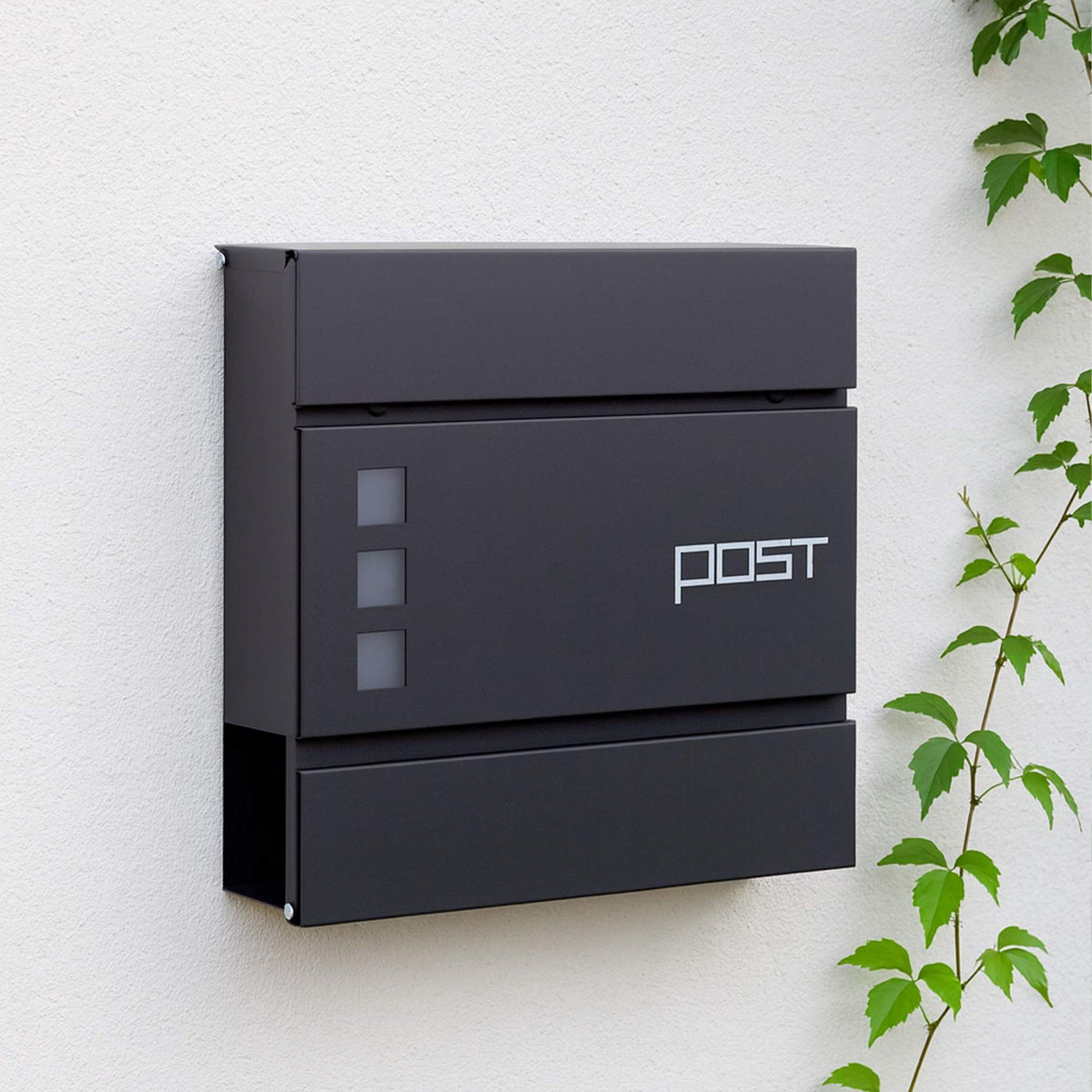 Wall-Mounted Iron Letterbox with Newspaper Tube