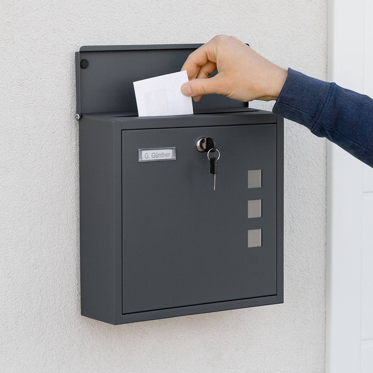 Wall-Mounted Iron Letterbox with Viewing Windows