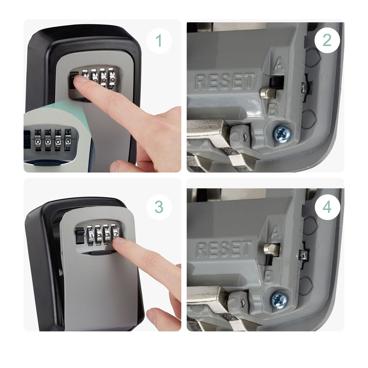 Wall-Mounted Key Safe with Combination Lock, Black/Grey