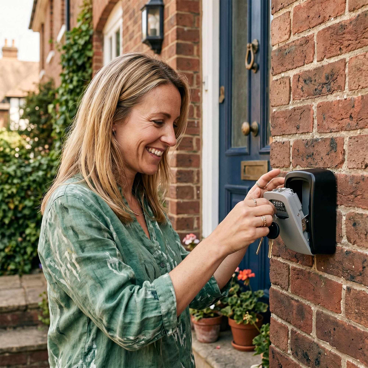 Wall-Mounted Key Safe with Combination Lock, Black/Grey