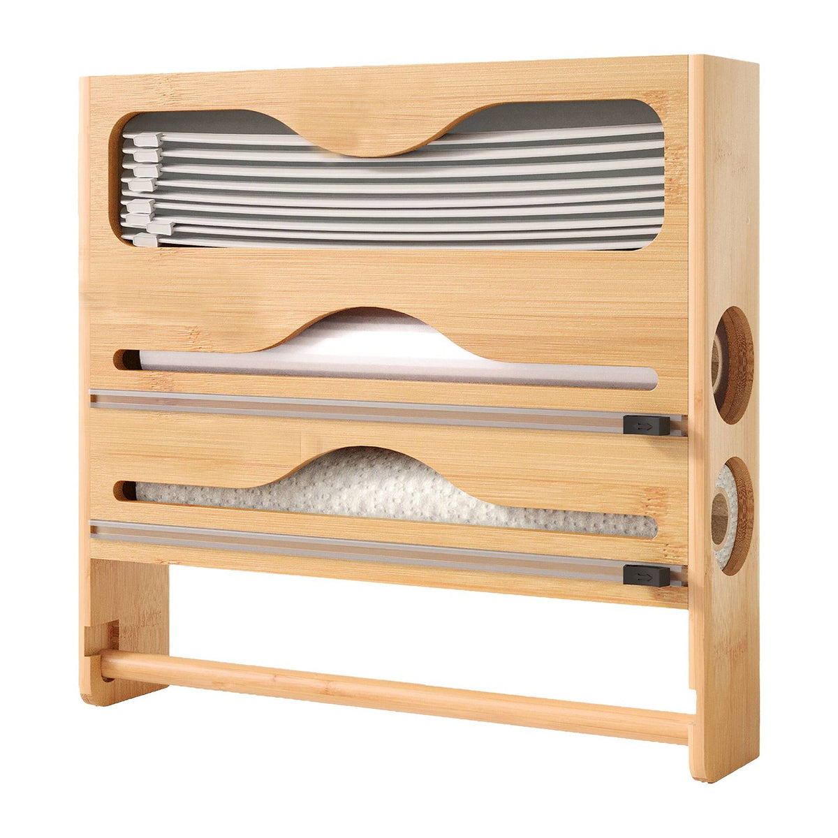 Wall-Mounted Kitchen Roll & Foil Dispenser with Cutter