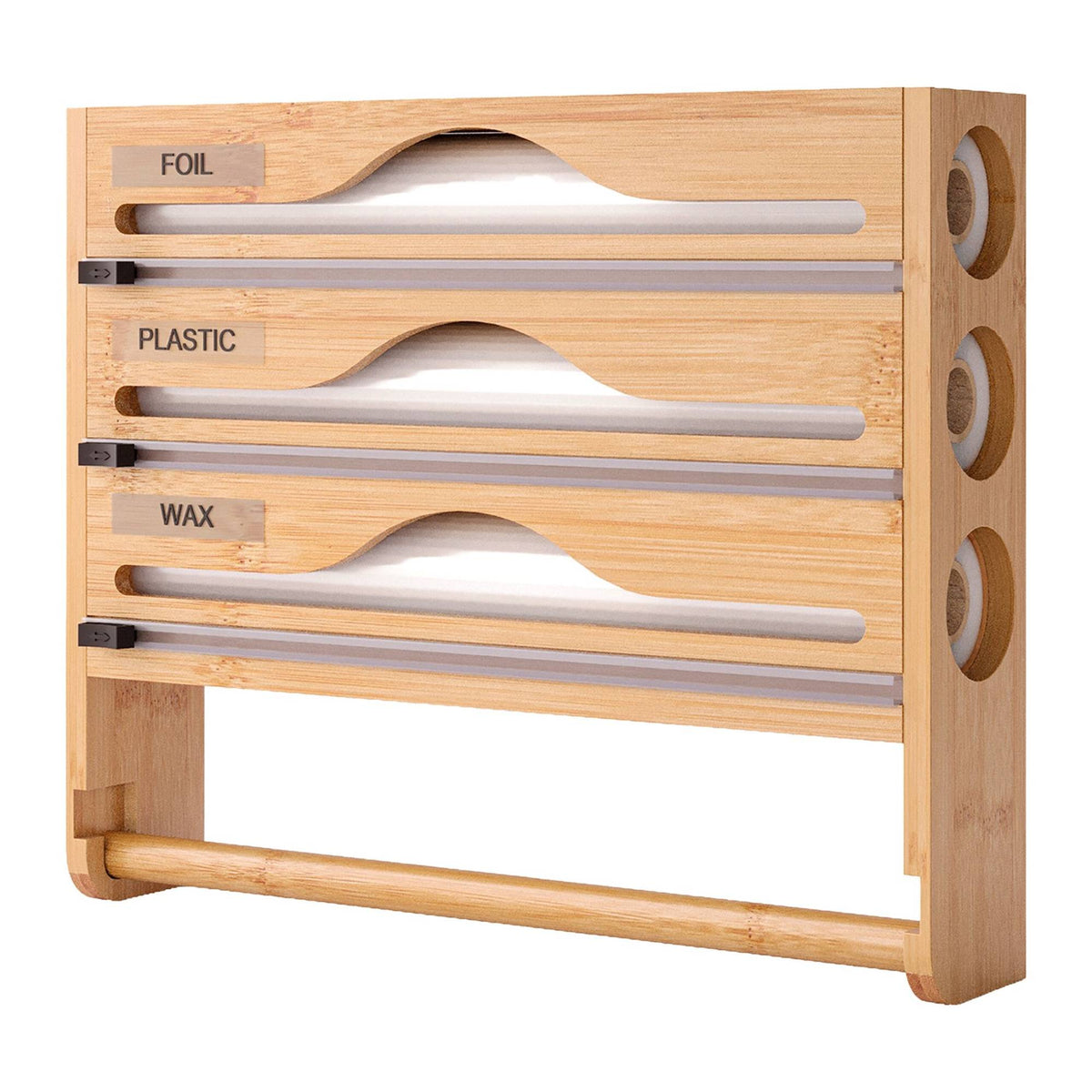 Wall-Mounted Kitchen Roll and Foil Dispenser with Cutter