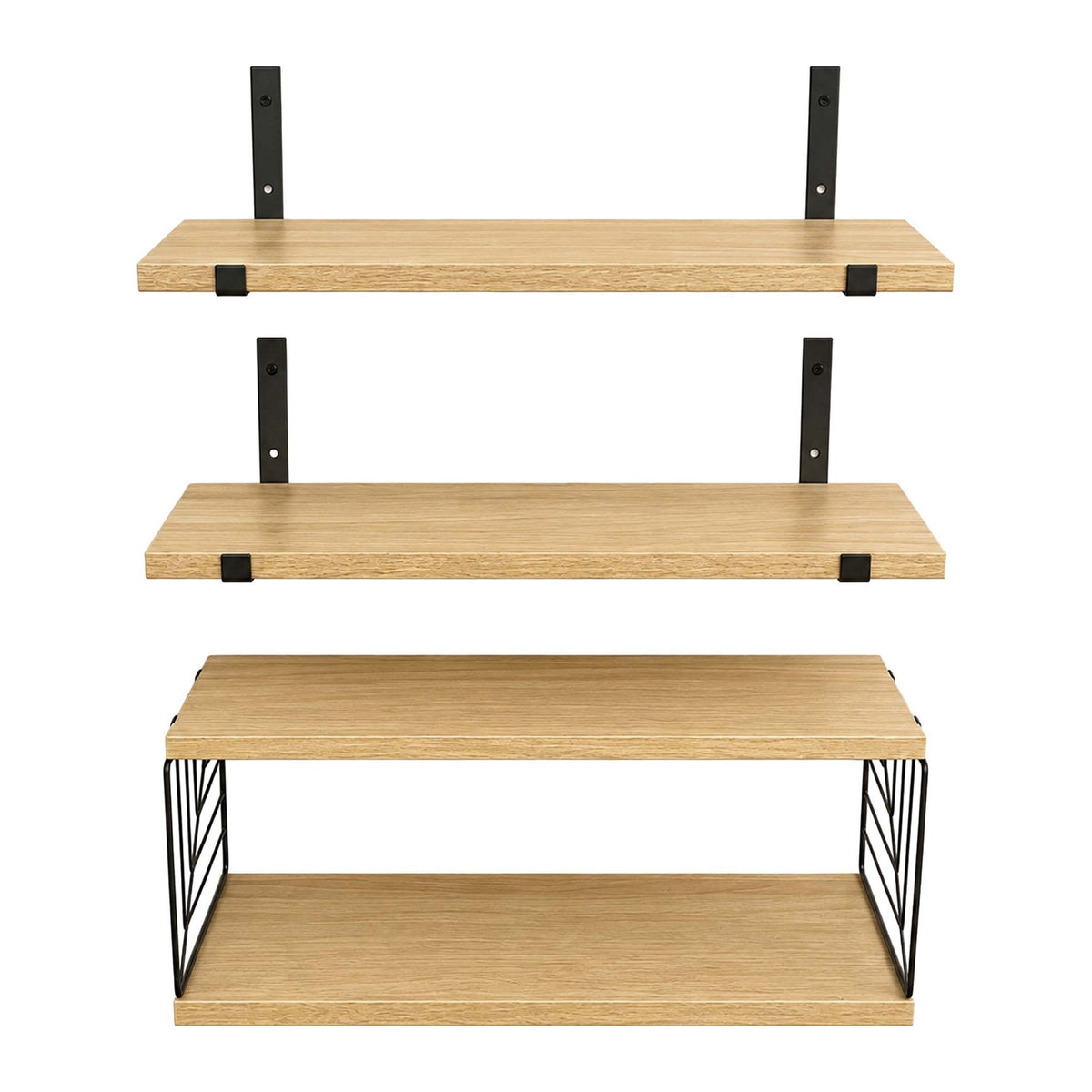 Wall-Mounted MDF Shelves Set, 3-Piece, Various Sizes