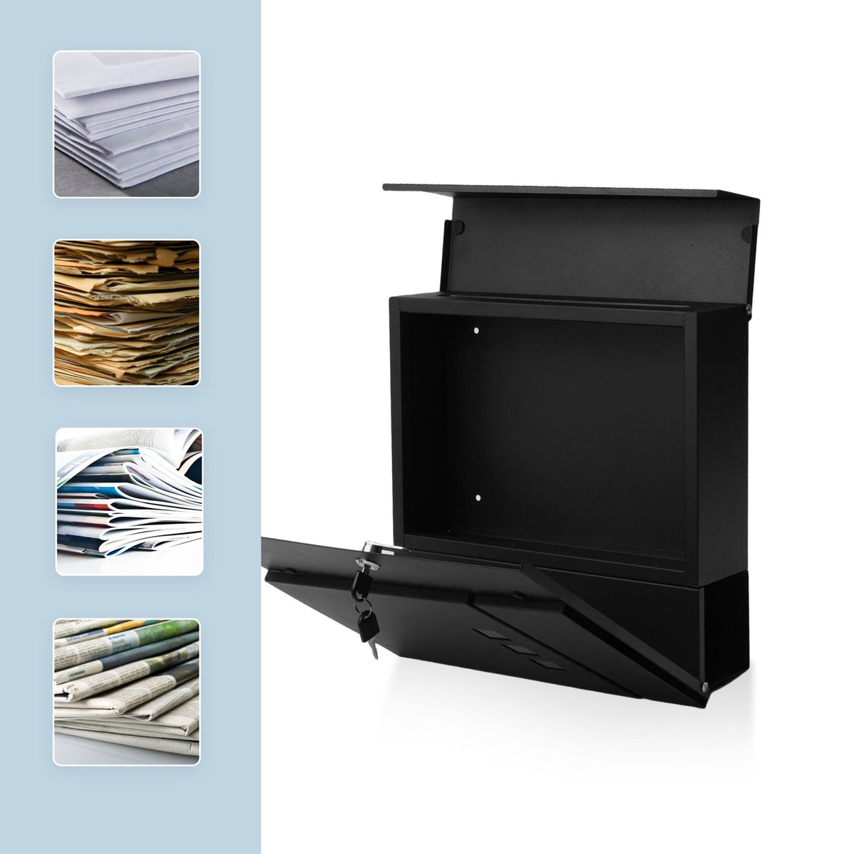 Wall-Mounted Mailbox with Newspaper Holder, Weatherproof
