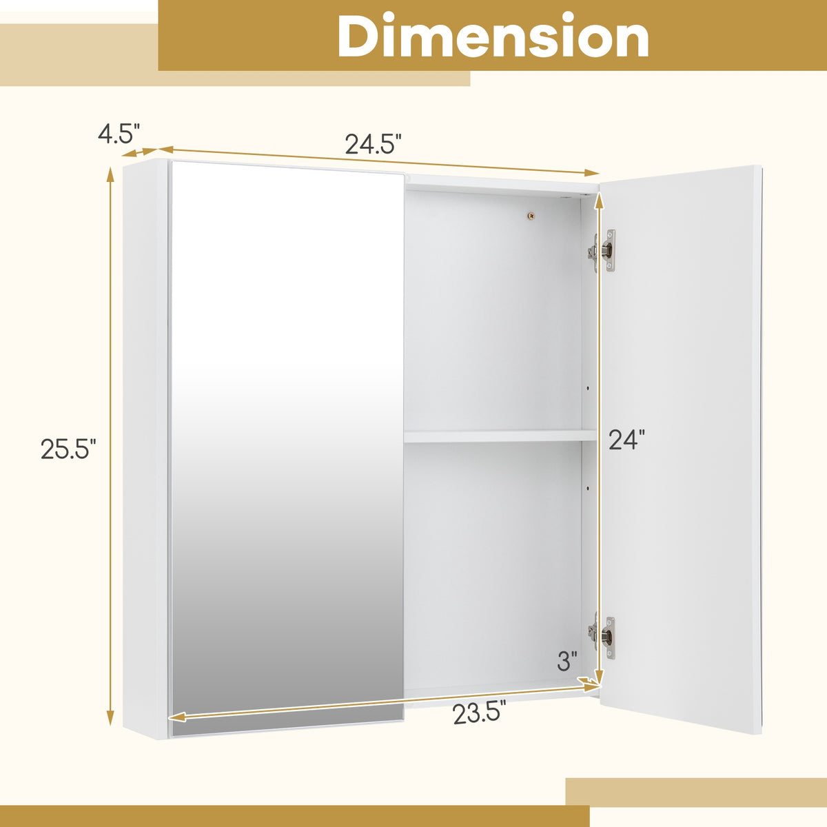 Wall-Mounted Medicine Cabinet, 2-Tier Double Mirror Doors