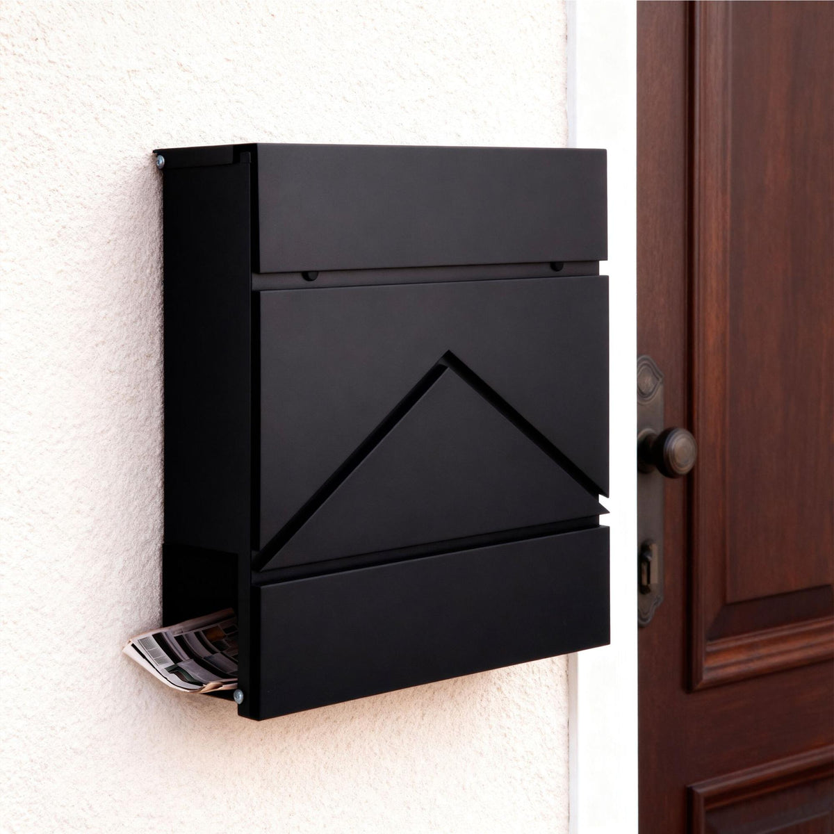 Wall-Mounted Metal Postbox with Newspaper Holder