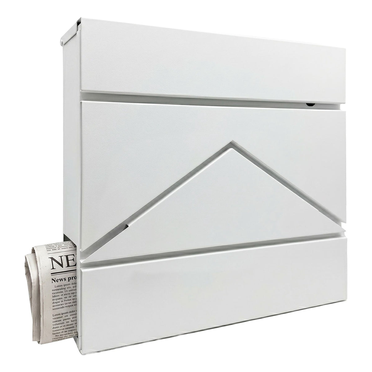 Wall-Mounted Metal Postbox with Newspaper Holder, White