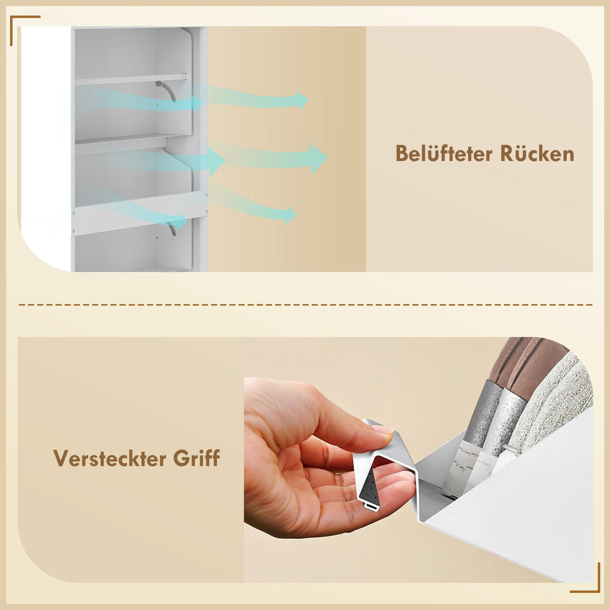 Wall-Mounted Metal Shoe Cabinet, 3 Flip Drawers, White