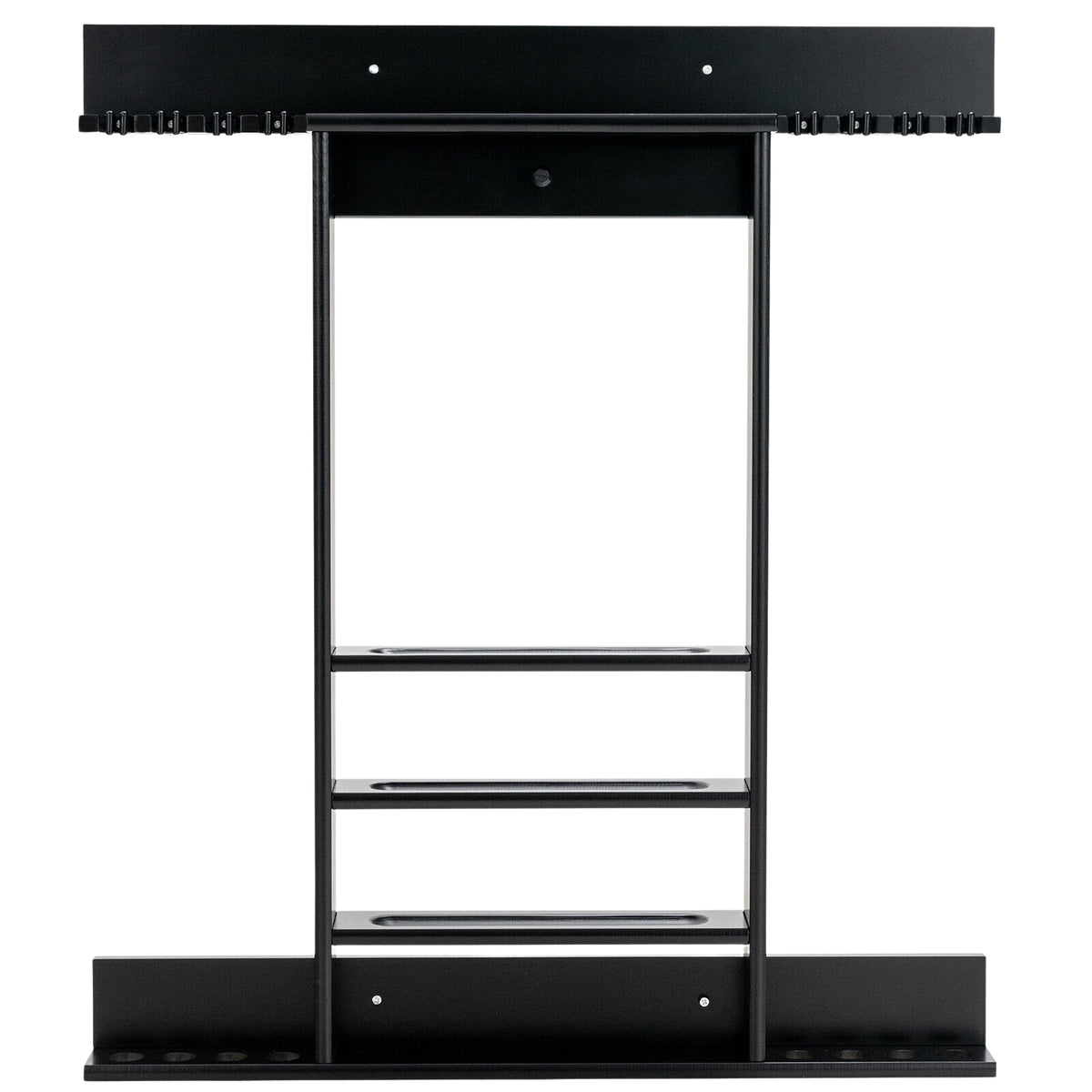 Wall-Mounted Pool Cue Rack, 8 Cues, 15 Balls, Black