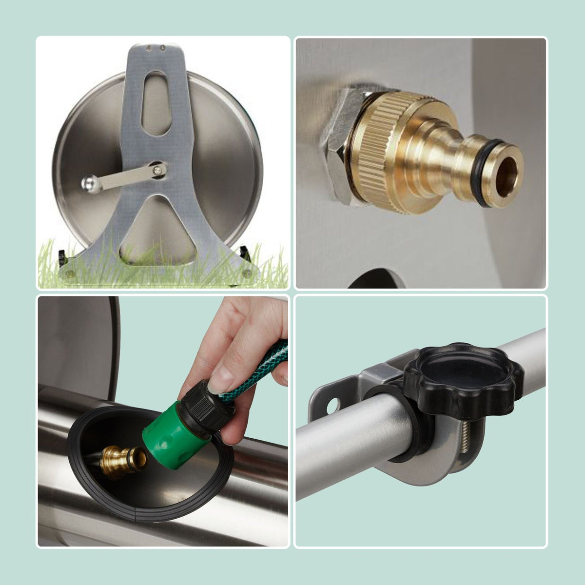 Wall-Mounted Stainless Steel Garden Hose Reel