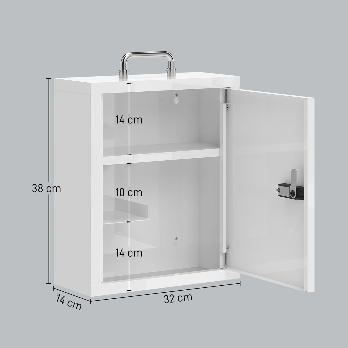 Wall-Mounted Steel Medicine Cabinet with Combination Lock, White