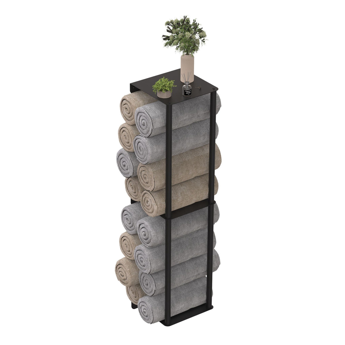 Wall-Mounted Towel Rack with Shelf, Metal