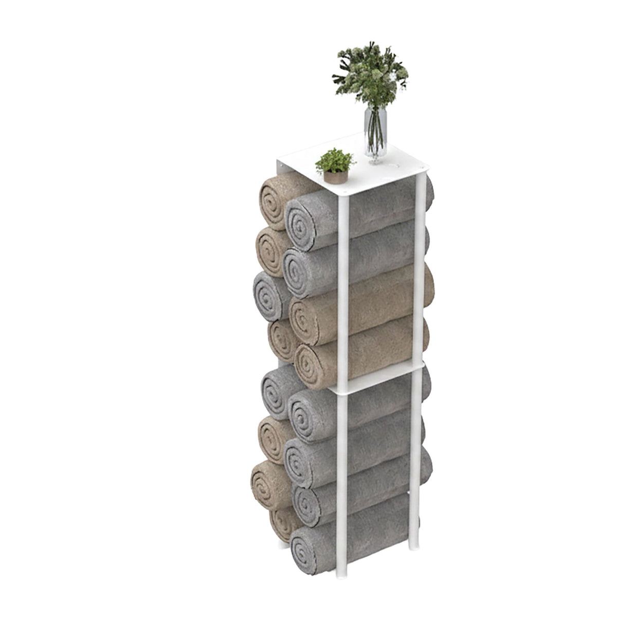 Wall-Mounted Towel Rack with Shelf – Metal Storage